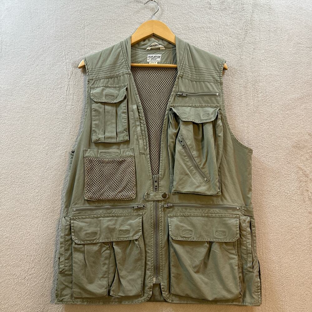 Vintage Scratch Men’s Medium Safari Vest Tactical Fishing Hunting Hiking Travel